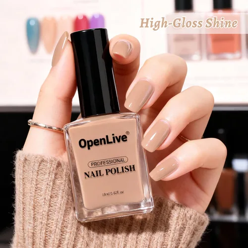 Vista 49 de OpenLive Esmalte de uñas negro de 0.6 fl oz, gran volumen, secado rápido, secado rápido y de larga duración, arte de uñas de color para bricolaje