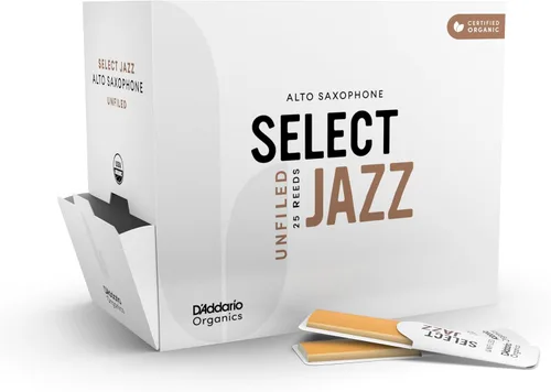 Vista 10 de D'Addario Organic Select Jazz Unfiled - Cañas de saxofón alto, selladas individualmente, 2 medianas, paquete de 3
