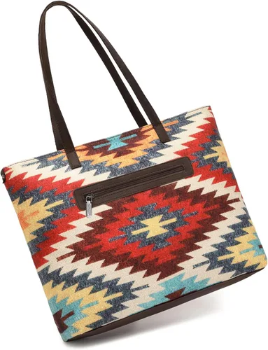 Vista 4 de Wrangler Tote Purse Bag Aztec Canvas Shoulder Bags