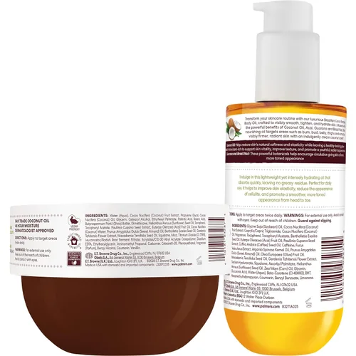 Vista 8 de Palmer's Fórmula de aceite de coco brasileño de coco reafirmante para el cuidado de la piel, mantequilla corporal batida (8.8 onzas) + aceite