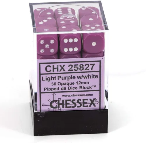 Vista 3 de DND - Juego de dados Chessex D&D de 0.472 pulgadas, opacos, color morado claro y blanco, juego de dados poliédricos de plástico para Calabozos