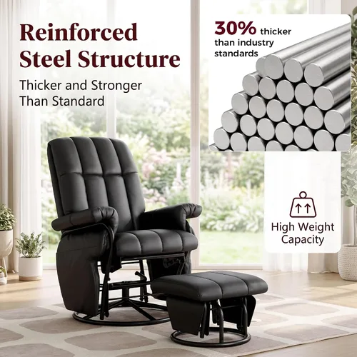 Vista 8 de HOPUBUY Silla reclinable giratoria de 360° con bolsillos laterales dobles