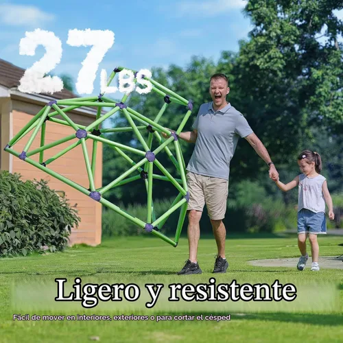 Vista 4 de Zupapa Monkey Bars Cúpula de Escalada con Hamaca - Gimnasio de la Jungla Resistente y Portátil con Hamaca para Niños, Conjunto de Juegos de Patio