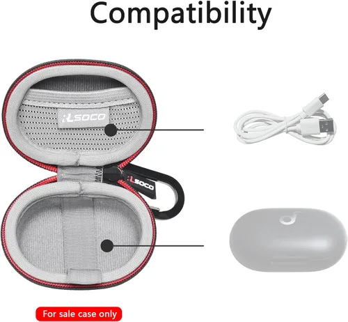 Vista 4 de RLSOCO Estuche de transporte para auriculares inalámbricos Anker Soundcore Space A40 con cancelación activa de ruido autoajustable - Negro