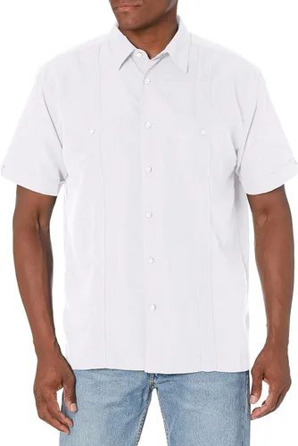 Vista 4 de Cubavera Men's Two-Pocket Double Pintuck Short Sleeve Button-Down Shirt