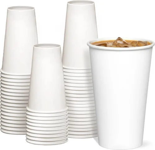 Vista 8 de GUSTO Vasos de papel blanco desechables de 12 oz [100 unidades] Tazas de café caliente Material ecológico, borde enrollado para tapas de 3.543 in