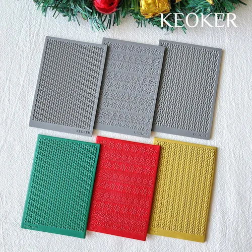 Vista 5 de Keoker Hoja de textura de arcilla polimérica para Navidad, tapete de textura de arcilla navideña para hacer aretes, joyas, herramientas de aretes