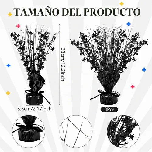 Vista 3 de Crowye - 18 piezas de papel de aluminio negro para decoración de mesa