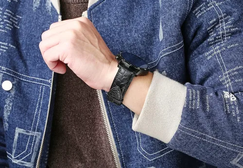 Vista 3 de Moran - Correa con estampado de cocodrilo y de cuero vacuno, para reloj de pulsera de 18mm a 24mm, para mujer y hombre