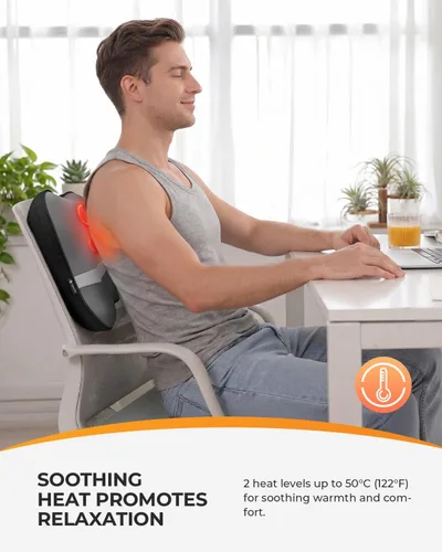 Vista 5 de CooCoCo Masajeador inalámbrico de cuello y espalda con calor, amasamiento