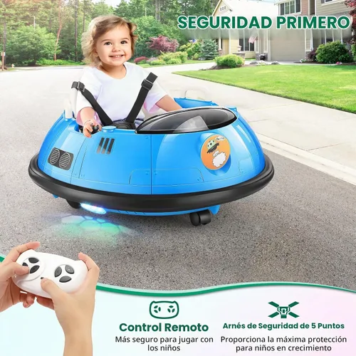 Vista 2 de Hikole Coche de parachoques eléctrico de 12 V para niños a partir de 1.5 Azul