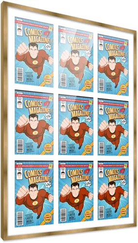 Vista 100 de Poster Palooza Marco de cómic con paspartú para 1 cómic de la Edad de Bronce publicado entre 1970 y 1985, marco de cómic negro para cómic de 7.25 x