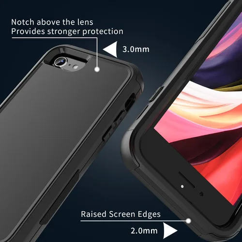 Vista 4 de X-belmox Funda resistente para iPhone SE 2022 (3ª generación), iPhone SE 2020 (2ª generación), 3 en 1 [a prueba de golpes] [a prueba de caídas]
