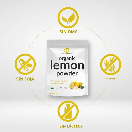 Vista 4 de Polvo de limón orgánico, 1 libra, fuente real liofilizada, rica en vitamina C esencial, apoyo inmunológico natural, sabor y aroma de jugo de limón