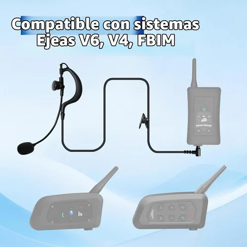 Vista 2 de V6 V4 - Auriculares de comunicación de árbitro de fútbol, con cable de 0.138 pulgadas, repuesto para auriculares Ejeas-v6 Pro, auricular FBIM
