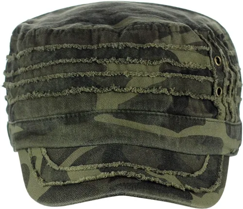 Vista 2 de D&Y Gorra militar unisex de algodón desgastado en capas deshilachado cadete