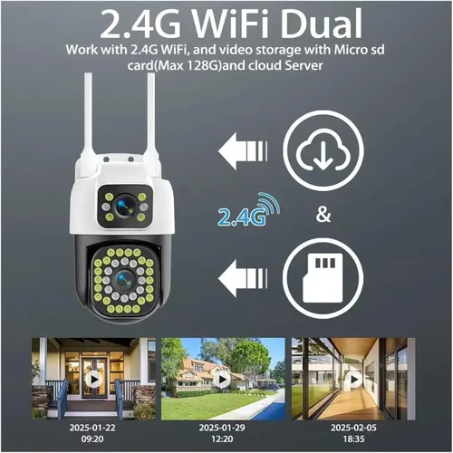 Vista 4 de Dual Lens PT WiFi Surveillance Camera EU Plug