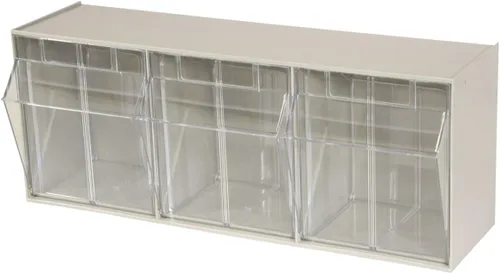 Vista 11 de Akro-Mils TiltView Armario de almacenamiento de plástico con 4 contenedores inclinables, organizador horizontal de piezas de plástico, caja