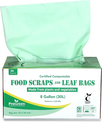 Vista 10 de Bolsas de compostaje de 33 galones, bolsas de basura compostables, extra gruesas de 1.1 mil, bolsas de compost para cocina, bolsas de basura