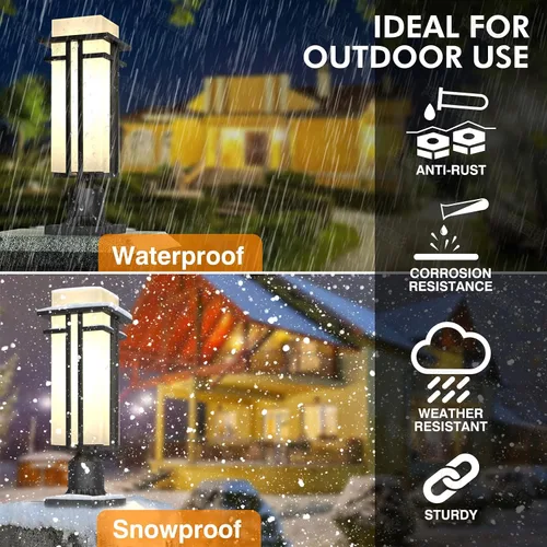 Vista 2 de Lámpara de poste al aire libre – Postes de lámpara de aluminio iluminación al aire libre, linterna de poste de luz al aire libre con base de montaje