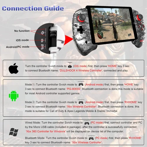Vista 2 de Megadream Control inalámbrico para teléfono celular, Gamepad Joystick para iPad iOS iPhone 141312, Android Samsung Tablet PC, certificado MFi
