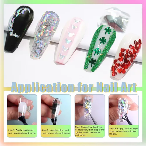 Vista 5 de Laza Brillantina gruesa de 0.07 oz para el día de San Patricio, confeti de clavo, dijes holográficos de uñas, calcomanías de lentejuelas brillantes
