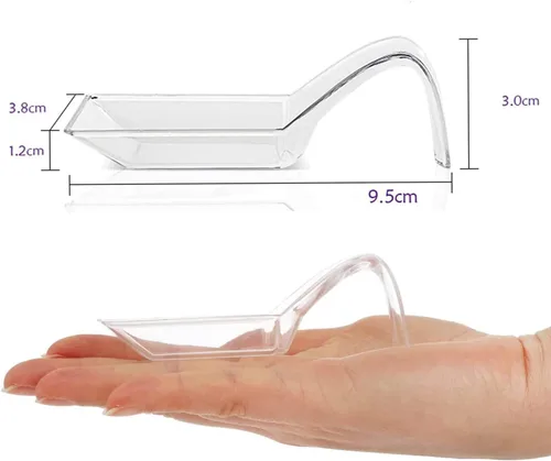 Vista 2 de 50 piezas de mini platos para aperitivos, platos de postre de plástico transparente, mini cucharas de postre pequeños, mini cucharas desechables