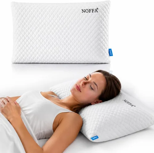 Vista 10 de Almohada cervical para el cuello, almohada de espuma de memoria de contorno Blanco