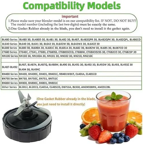 Vista 3 de Piezas de repuesto para licuadora Ninja, conjunto de cuchilla extractora de 7 aletas, compatible con Ninja Blenders Auto iQ BL480 BL482 BL642 BL682