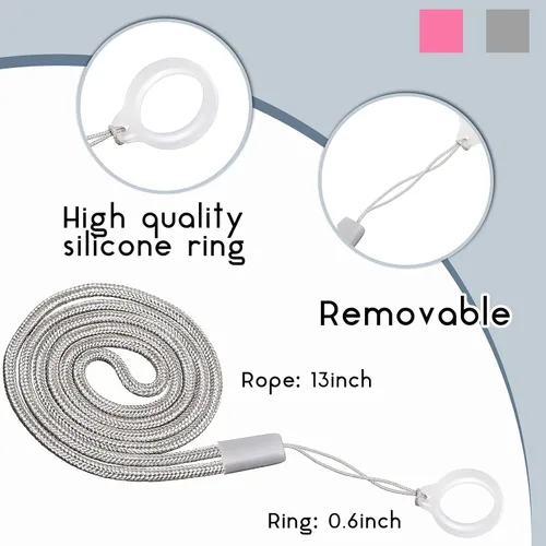 Vista 2 de Shappy 12 Anti Lost Lanyard Set Includes 2 Necklace Lanyard with 10 Anti Lost Silicone Rubber Ring Pen Silicone Ring Holder