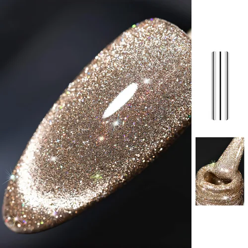 Vista 8 de X&D Juego de esmaltes de uñas de gel Cat Eye en arco iris reflectante con efecto holográfico magnético, 0.2 fl oz de esmalte de uñas para arte de 1