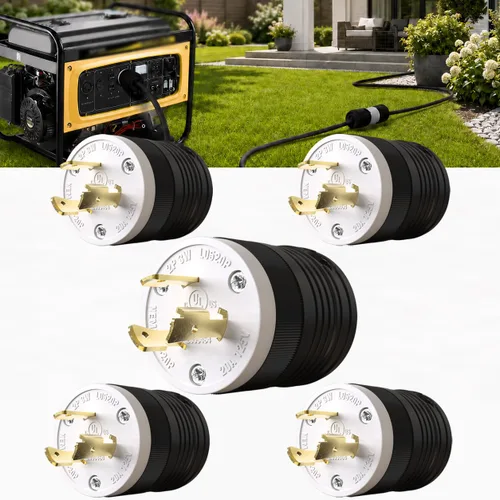 Vista 11 de Paquete de 1 enchufe de bloqueo NEMA L14‑30P de 30 amperios macho 30A 250V Twist Lock L14‑30, enchufe de grado industrial de 3 polos de 4 cables