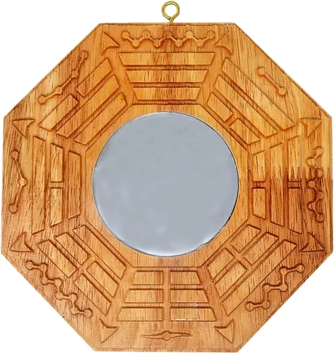 Vista 4 de Feng Shui - Espejos cóncavos de madera de melocotón Bagua de 6 pulgadas