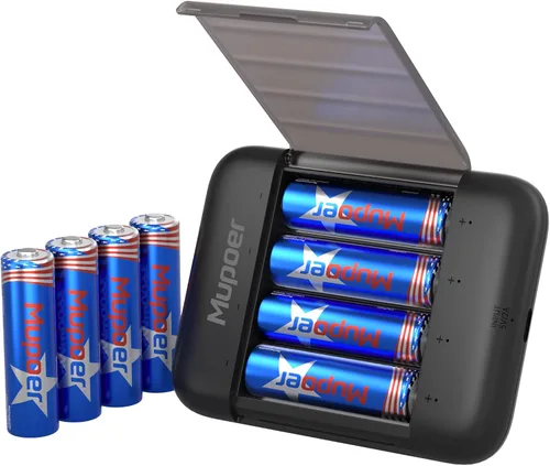 Vista 24 de Baterías AA recargables con caja, baterías de litio de 3600 mWh, AA de 1.5 V, 4 unidades, batería doble A, recargable, iones de litio de larga
