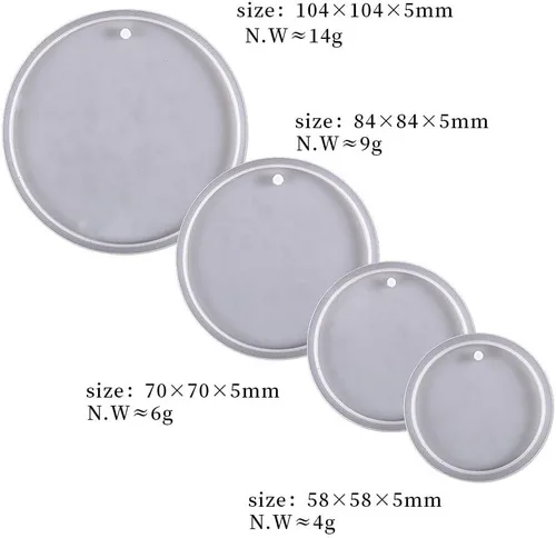 Vista 7 de 4 moldes redondos de resina de cavidad profunda, moldes epoxi para posavasos de silicona, molde de fundición grande para campanillas de viento