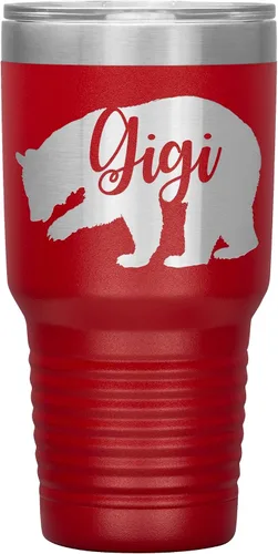 Vista 2 de Gigi Bear Tumbler - 30oz Engraved Stainless Steel Cup - Black