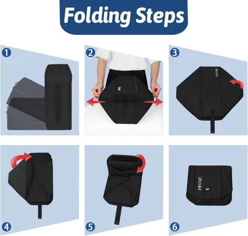 Vista 7 de Arenero portátil para gatos de viaje de Petskd con tapa y 10 bolsas desechables, a prueba de fugas y plegable, artículos de viaje esenciales