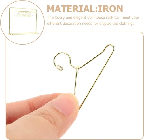 Vista 4 de Toddmomy - Perchero miniatura para muñecas con 10 mini perchas de metal para muñecas de ropa, soporte de almacenamiento para accesorios de casa