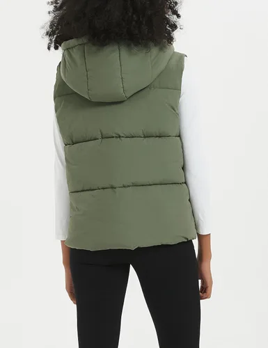Vista 7 de Flygo Chaleco acolchado de invierno para mujer, cuello alto, con cremallera, acolchado, sin mangas, con bolsillos