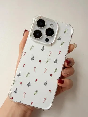 Vista 2 de Funda minimalista con diseño de árbol de Navidad y bayas de caramelo compatible con iPhone 15 Pro, bonita funda de Navidad para iPhone 15 Pro