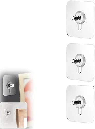 Vista 18 de Ganchos adhesivos sin taladros, colgadores de fotos mejorados sin clavos, ganchos adhesivos de montaje en pared para colgar, ganchos de pared sin