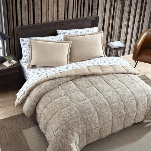 Vista 6 de Eddie Bauer - Juego de edredón individual, ropa de cama de microgamuza con reverso de suave felpa de borrego sintético, juego de cama de 2 piezas