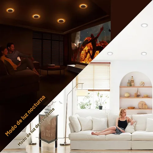 Vista 3 de CycevSun Luces LED Empotradas de 4 Pulgadas con Luz Nocturna - Downlight Wafer Ultrafino Sin Lata para Exteriores, Iluminación de Sofito, Regulable