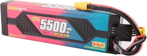 Vista 2 de Gens ace Advanced 5500mAh 7.6V 100C 2S1P Hardcase HV Lipo batería con chip G-Tech es más inteligente, segura y conveniente (2 piezas)