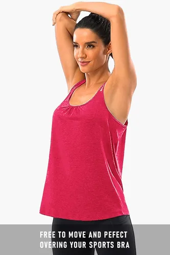 Vista 3 de Hibelle Camiseta sin mangas para mujer con cuello redondo y espalda cruzada