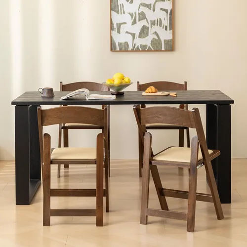 Vista 7 de Silla plegable de madera, color madera de fruta, juego de 2