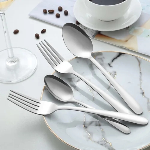 Vista 6 de Pleafind Cucharas de cena – 24 cucharas de 7.4 pulgadas, cucharas de cubiertos de acero inoxidable, cuchara de cubiertos para el hogar, cocina