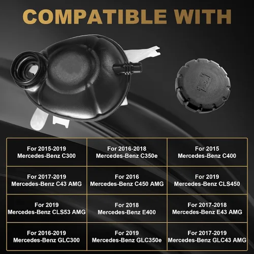 Vista 5 de Partsflow Depósito de refrigerante del motor para Mercedes-benz C300 2015-2019 para Mercedes-benz C350e 2016-2018 para Mercedes-Benz C400 2017-2019