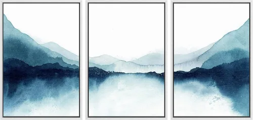 Vista 111 de SIGNWIN Lienzo enmarcado para pared, juego de arte sereno de pantanos con humedales verdes e ilustraciones de agua tranquila, arte moderno