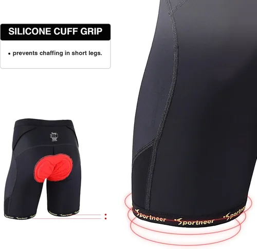 Vista 4 de Sportneer Padded Bike Shorts for Men - 4D Padding Mens Bicycle Cyling Tights Clothing for Road Bike Breathable Absorbent